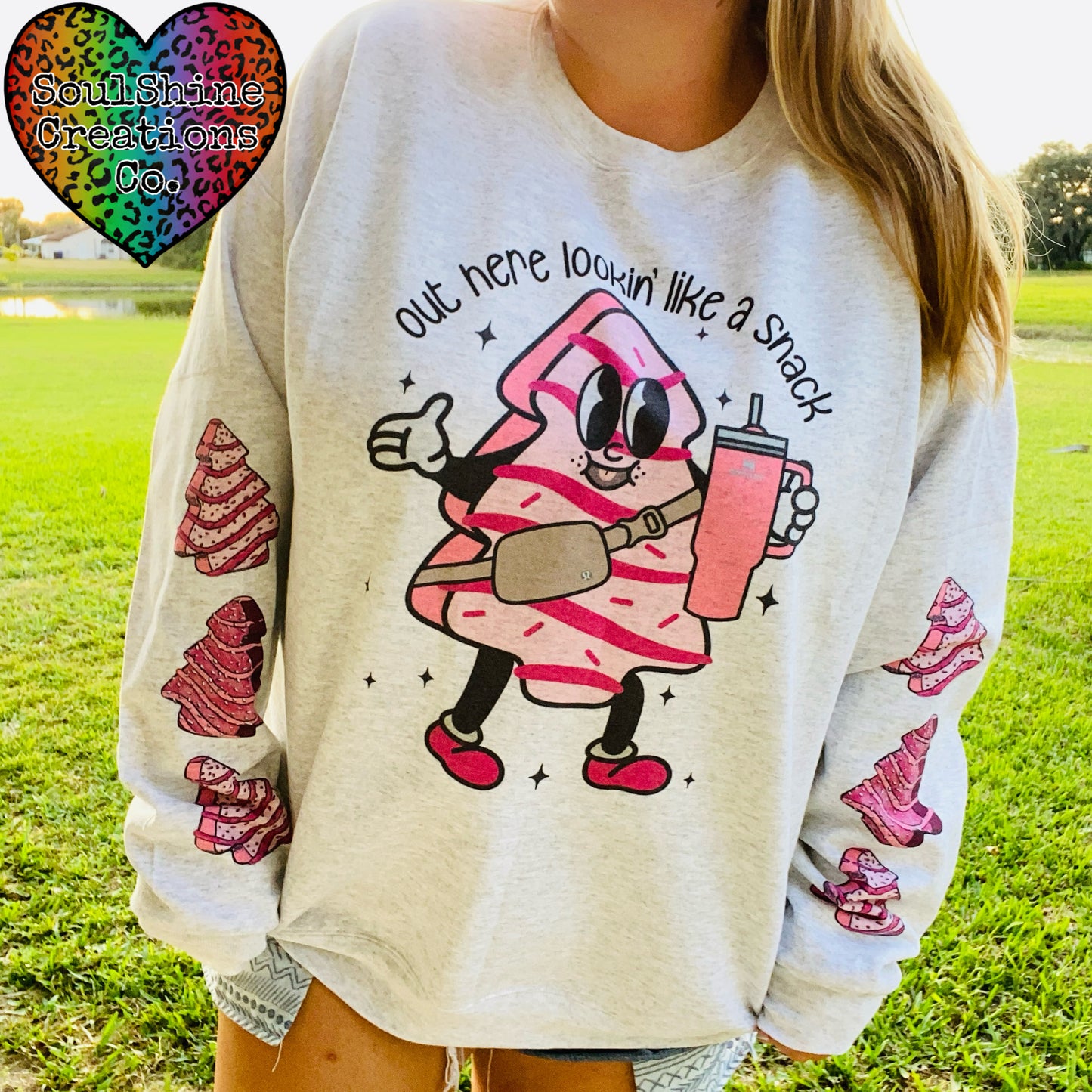 Out here lookin’ like a Snack Bougie Pink Christmas Sweater