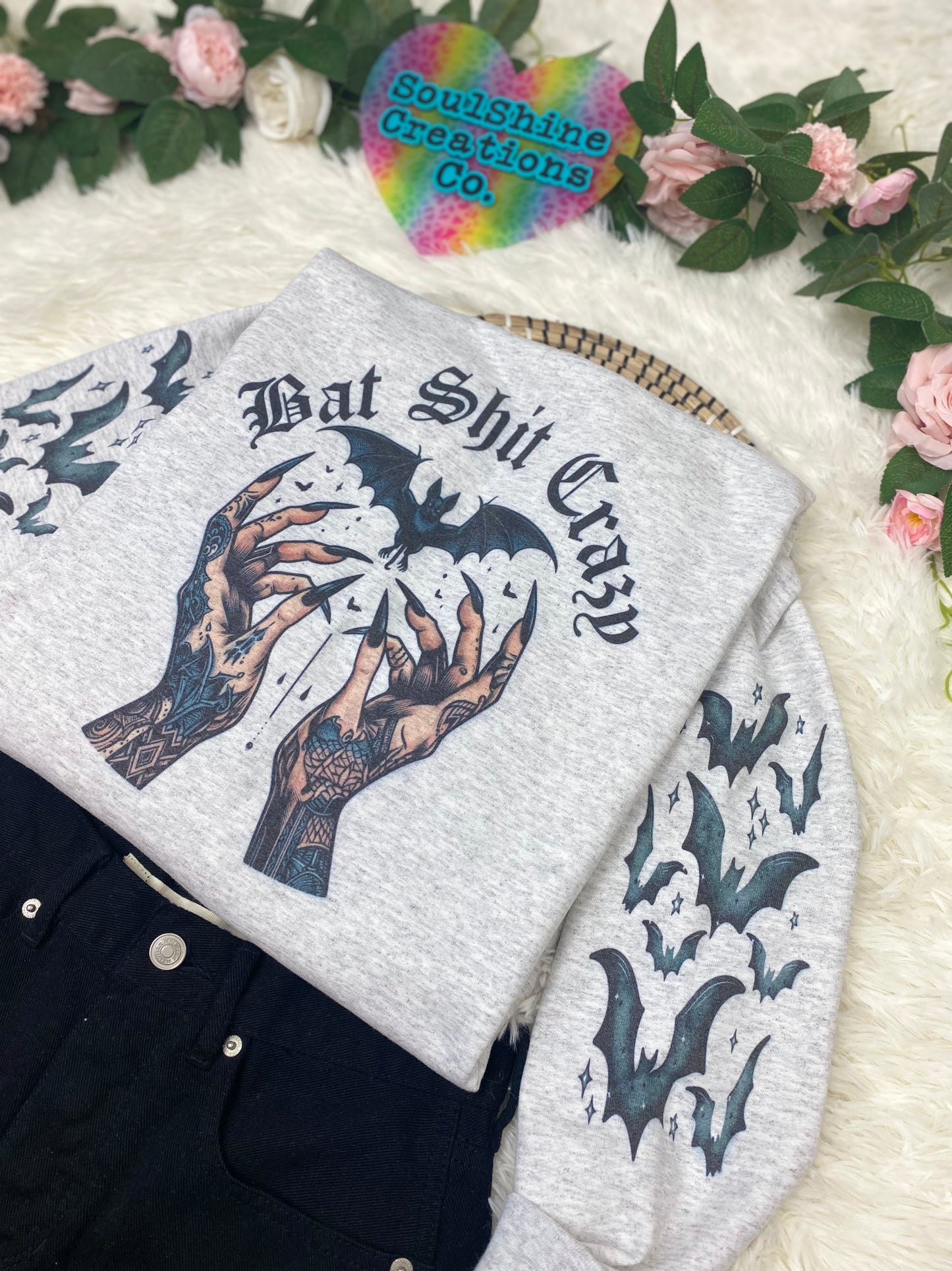 Bat Shit Crazy Tee Shirt or Sweater- Alt Witch Vibes-Halloween