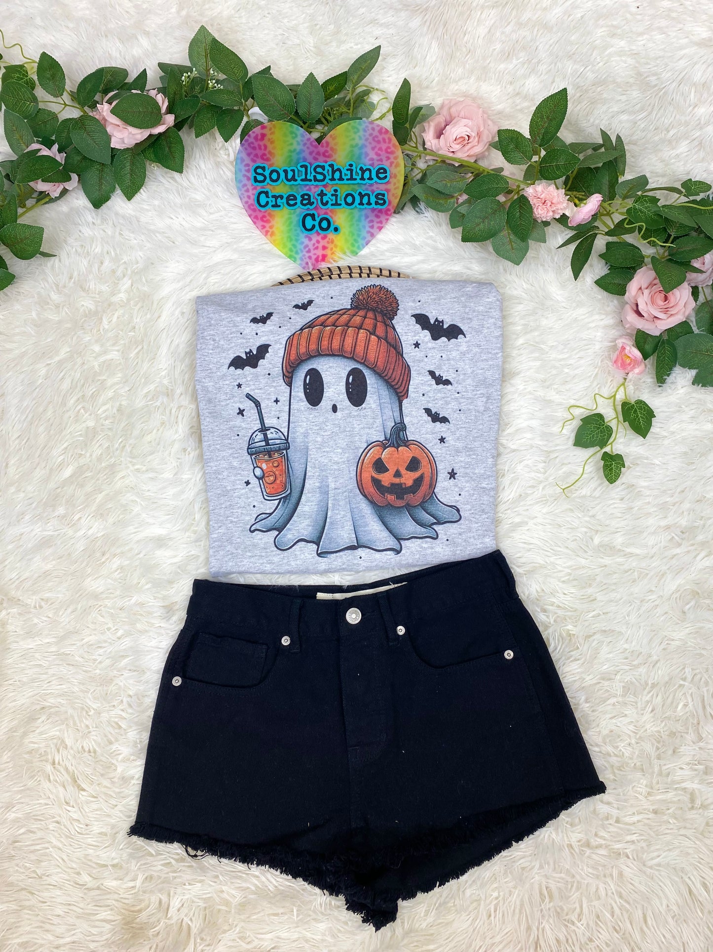 Cute Ghost Halloween Graphic Tee Shirt