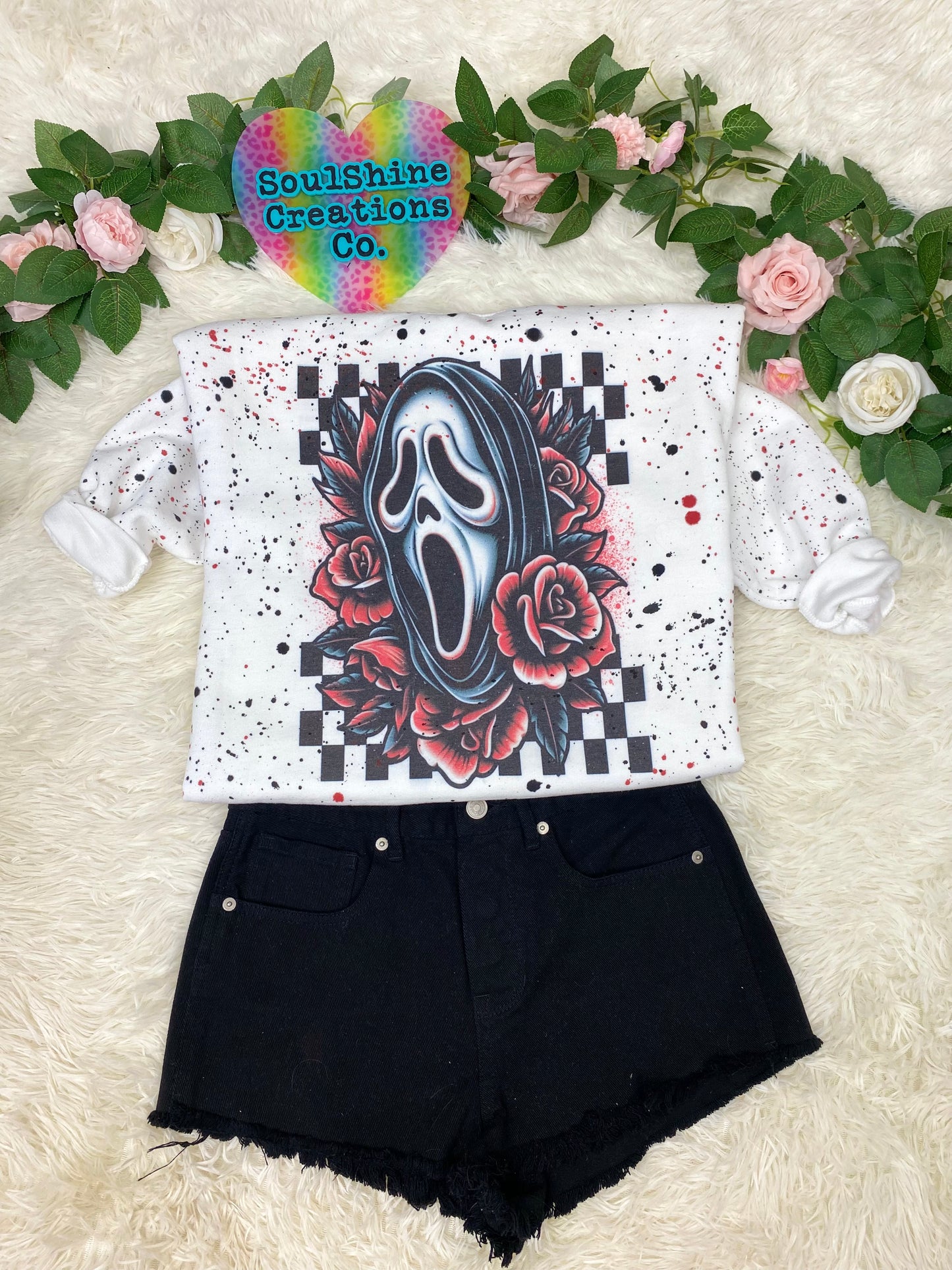 Retro 90’s Ghost Splatter Sweater