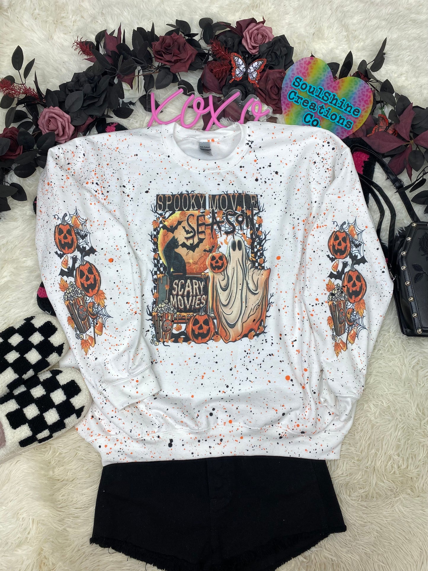 Spooky Scary Movie Season Halloween Splatter Sweater