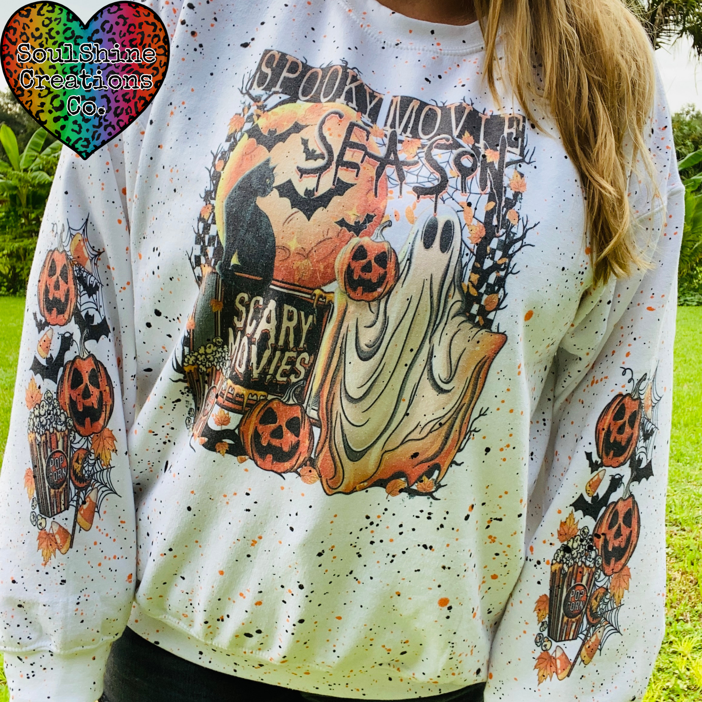 Spooky Scary Movie Season Halloween Splatter Sweater
