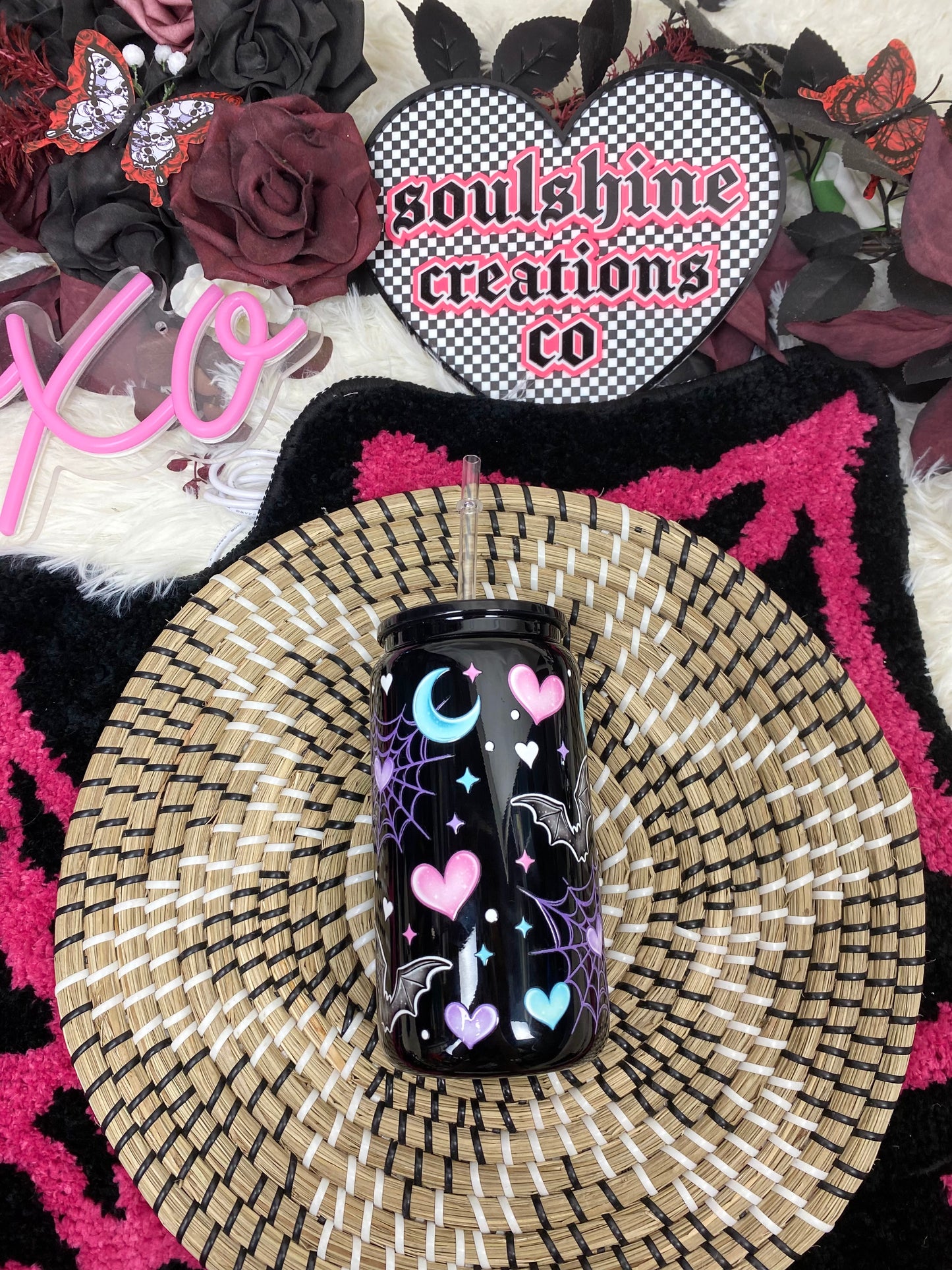 pastel goth 16 oz. black glass libby cup iced coffee drinkware