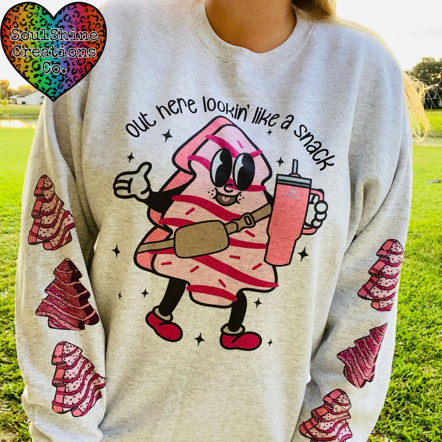 Out here lookin’ like a Snack Bougie Pink Christmas Sweater