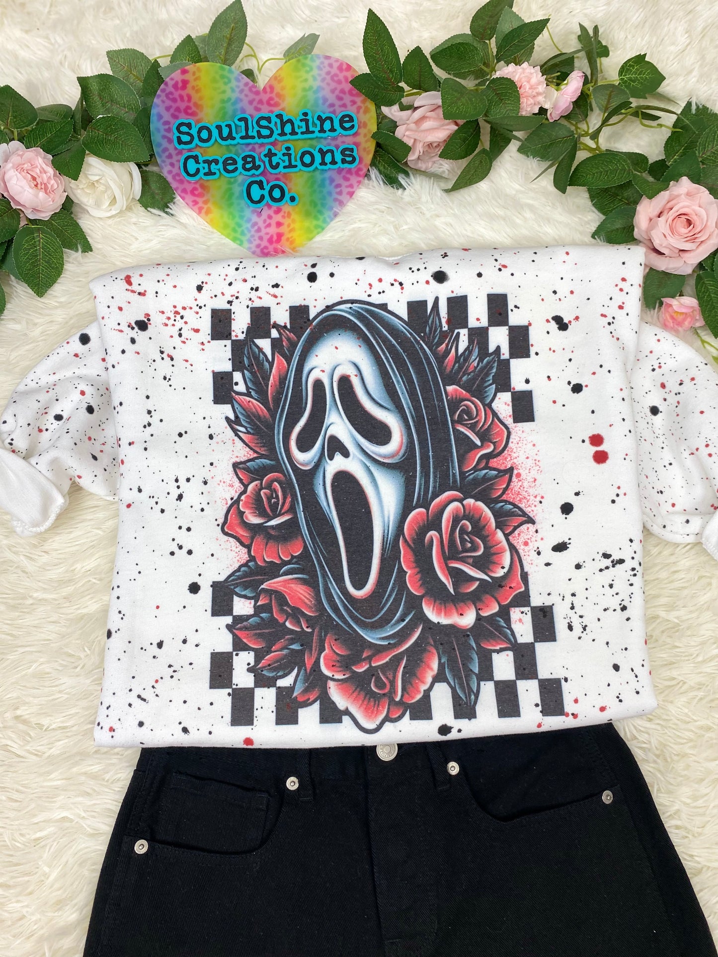 Retro 90’s Ghost Splatter Sweater