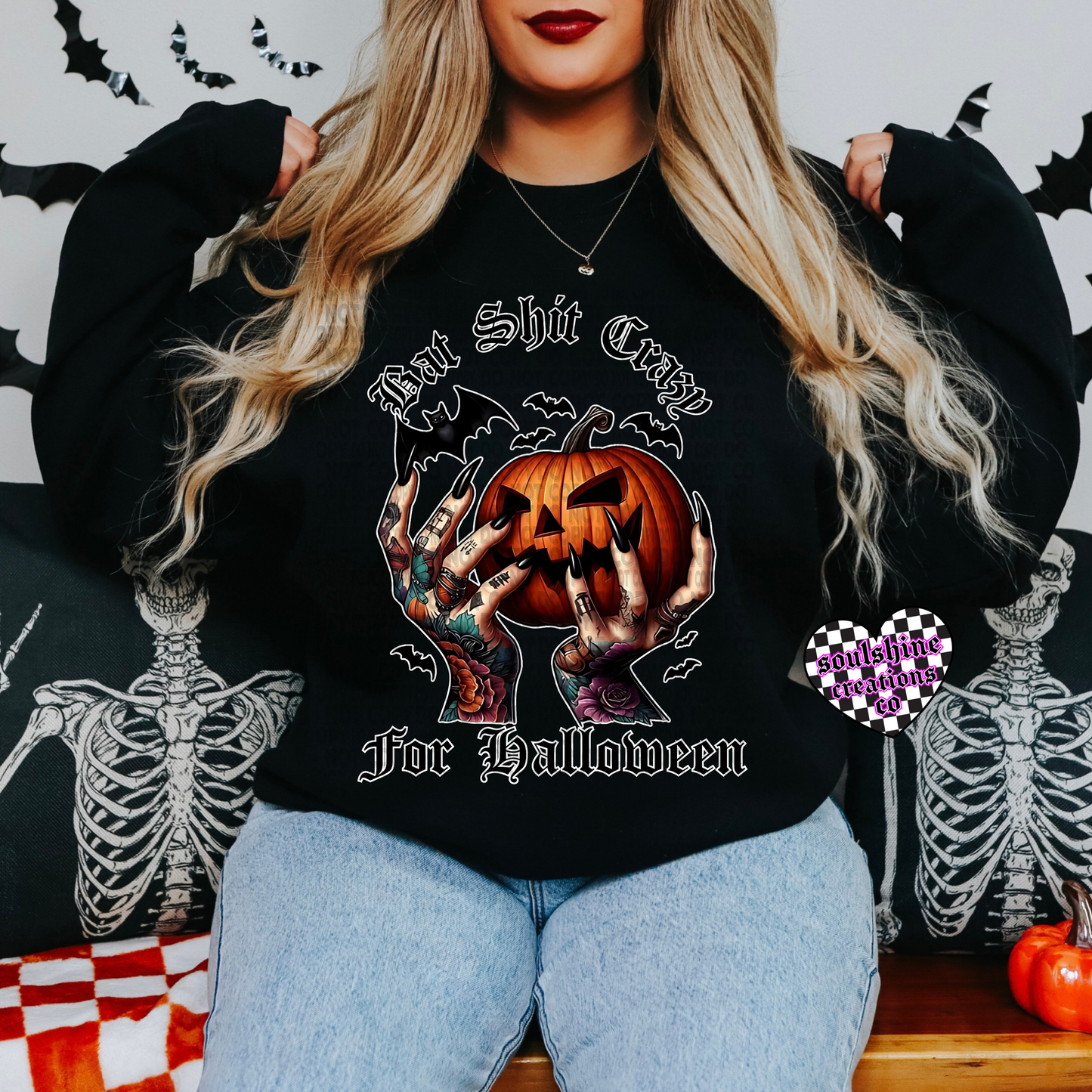 Bat Shit Crazy for Halloween tee or sweater-Edgy Alternative Vibes-Witchy