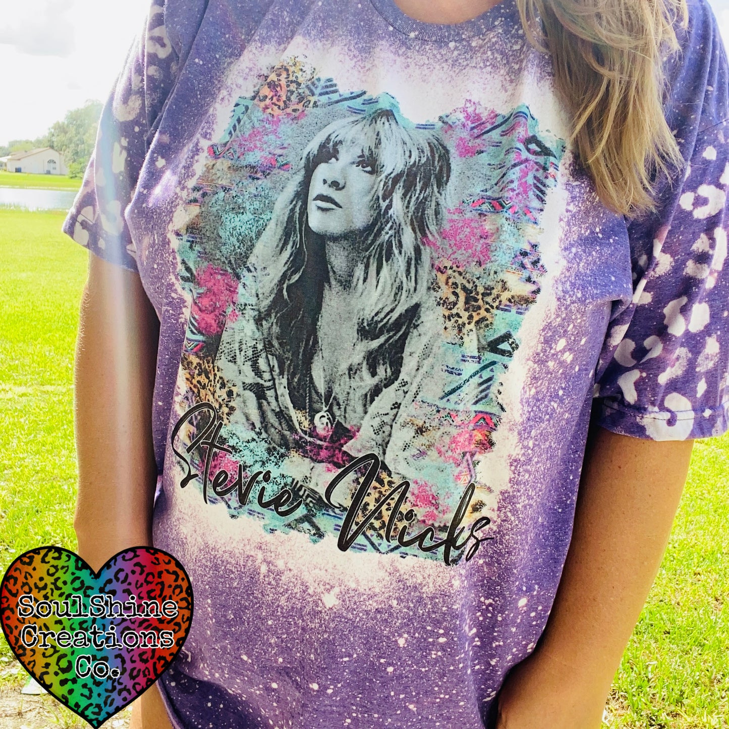 Stevie Nicks Leopard Print Sleeves Bleached Shirt