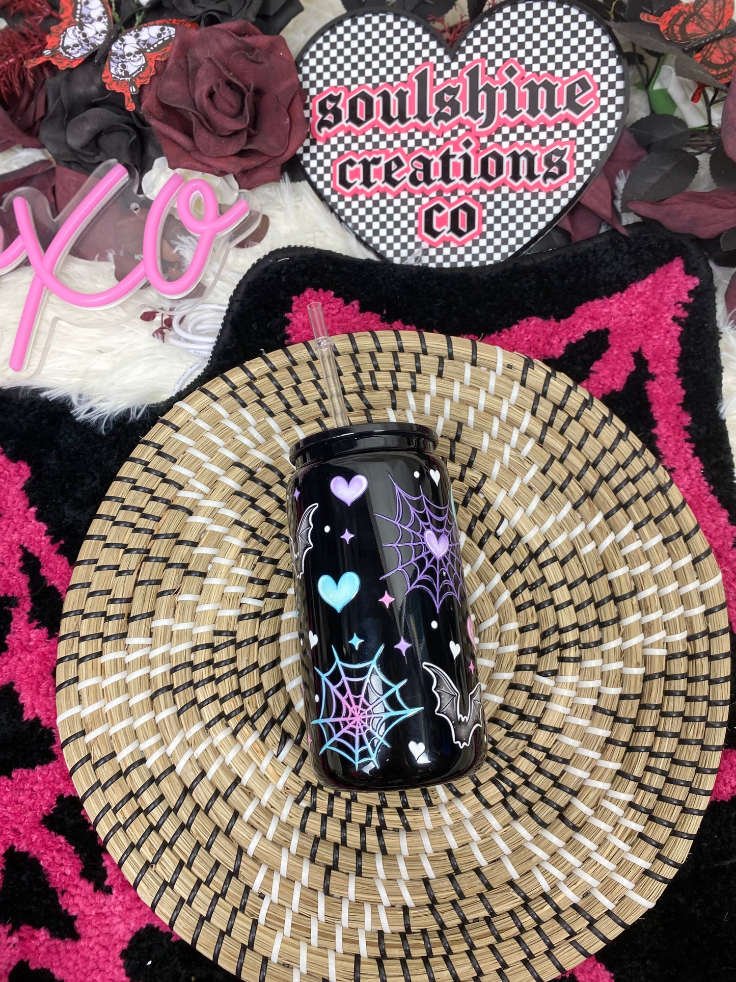 pastel goth 16 oz. black glass libby cup iced coffee drinkware