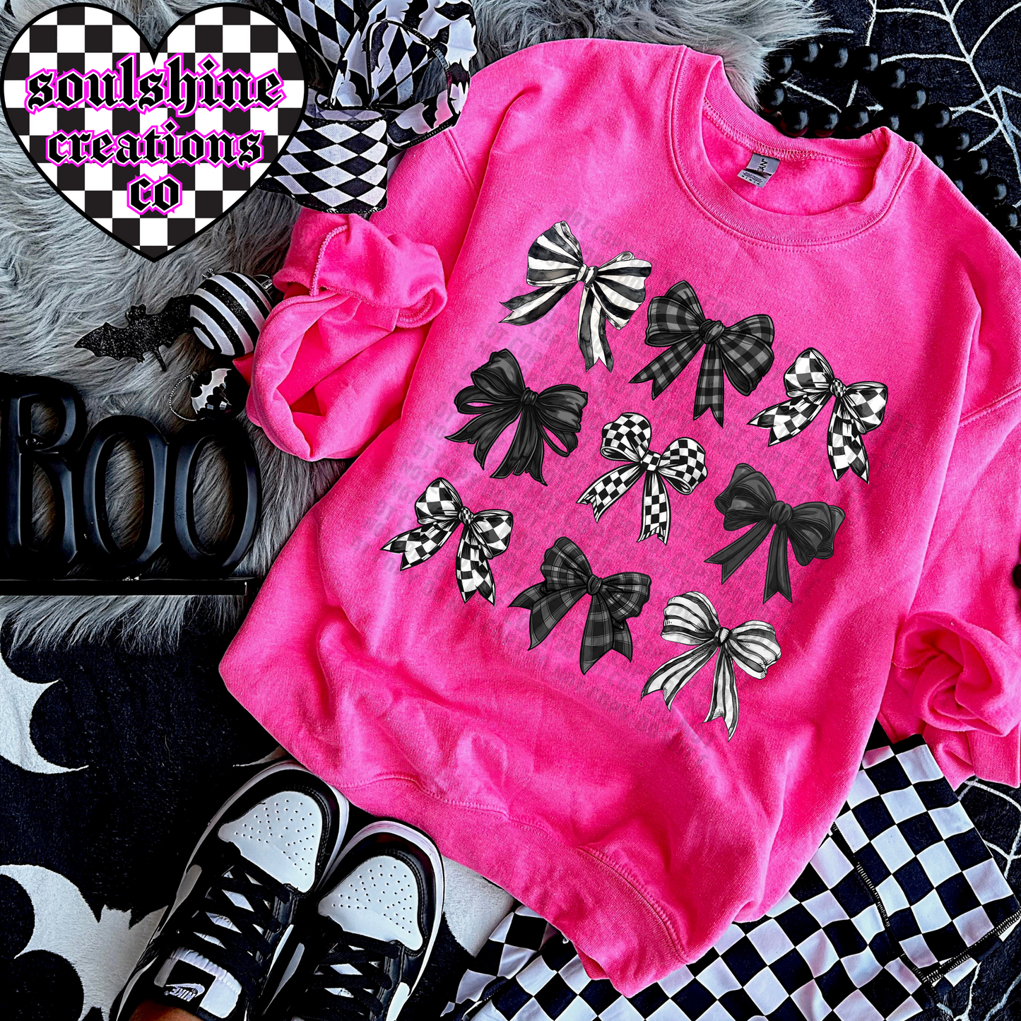 Checkered Bows Coquette Tee or Sweater-Edgy Alternative Vibes