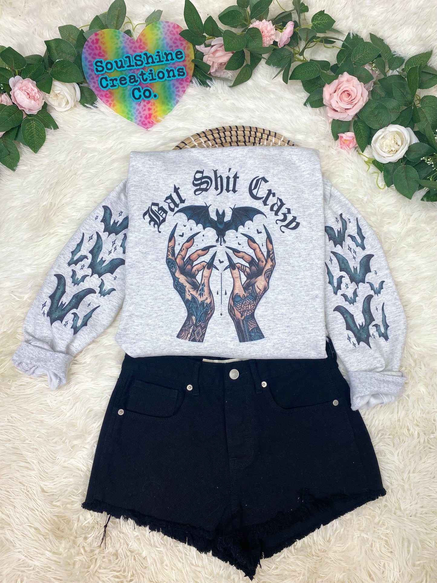 Bat Shit Crazy Tee Shirt or Sweater- Alt Witch Vibes-Halloween