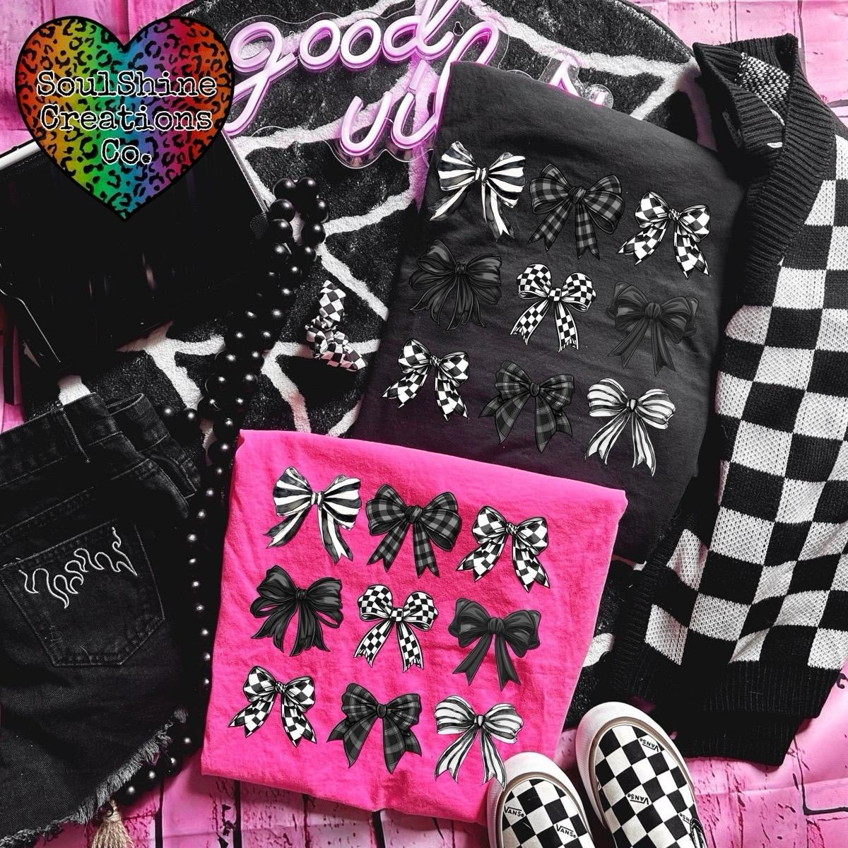 Checkered Bows Coquette Tee or Sweater-Edgy Alternative Vibes