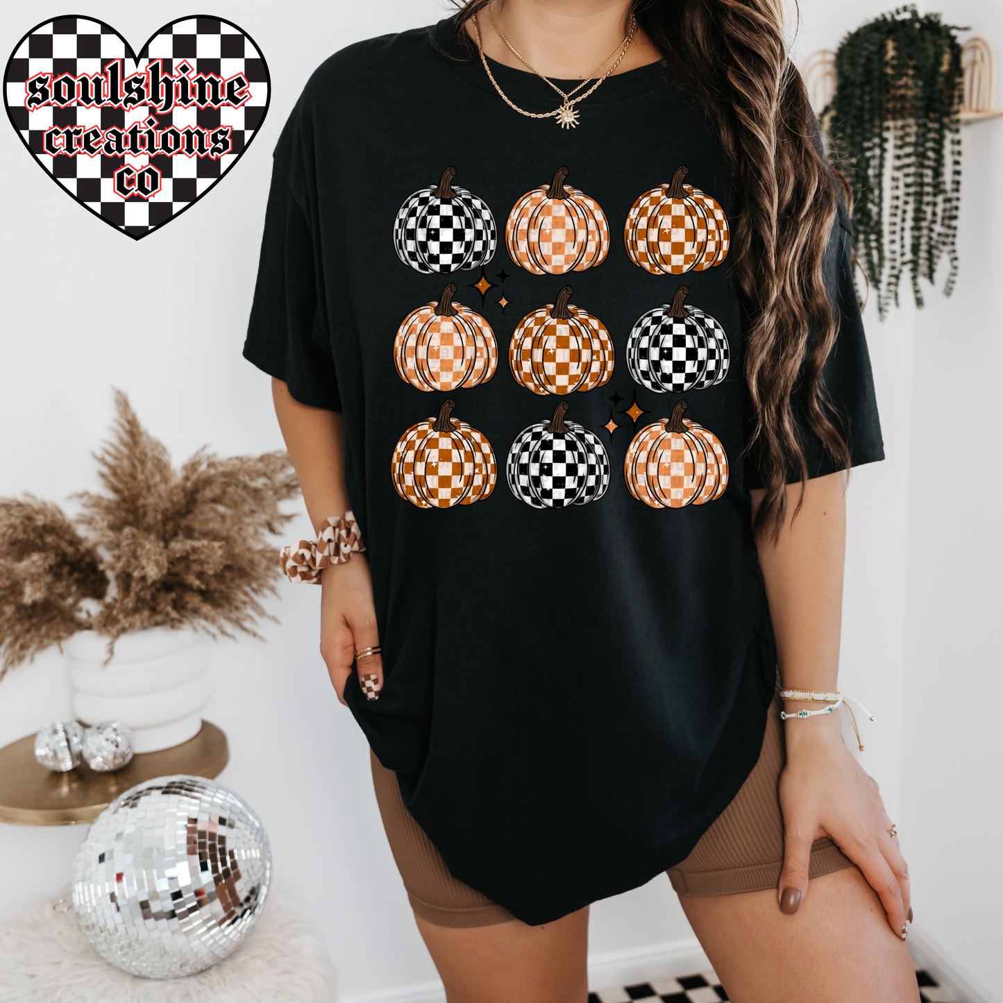 Checkered Pumpkins Tee or Sweater