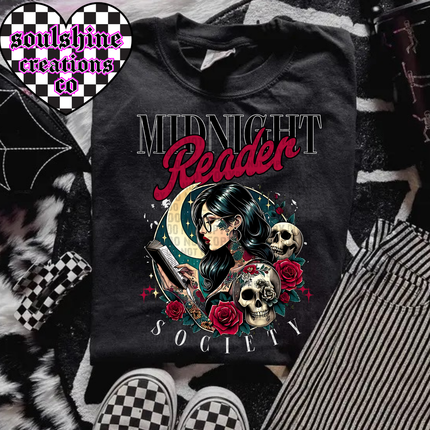 Midnight Reader Society Bookish tee or sweater-Edgy Alt Vibes-Witchy-Booktok