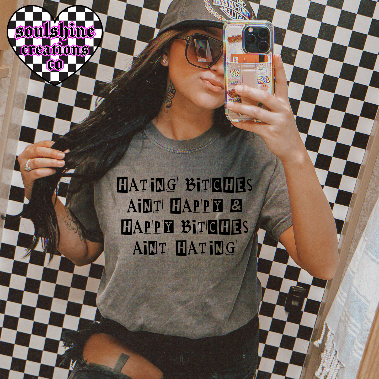 Hating Bitches aint Happy & Happy Bitches aint Hating tee or sweater-Edgy Alternative Vibes-Snarky