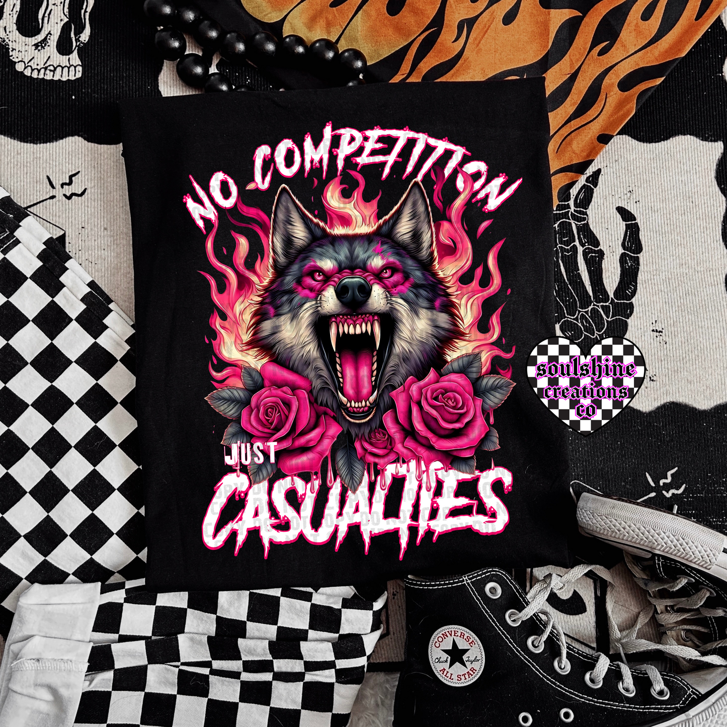 No Competition Just Casualties Wolf tee or sweater-Edgy Alternative Vibes