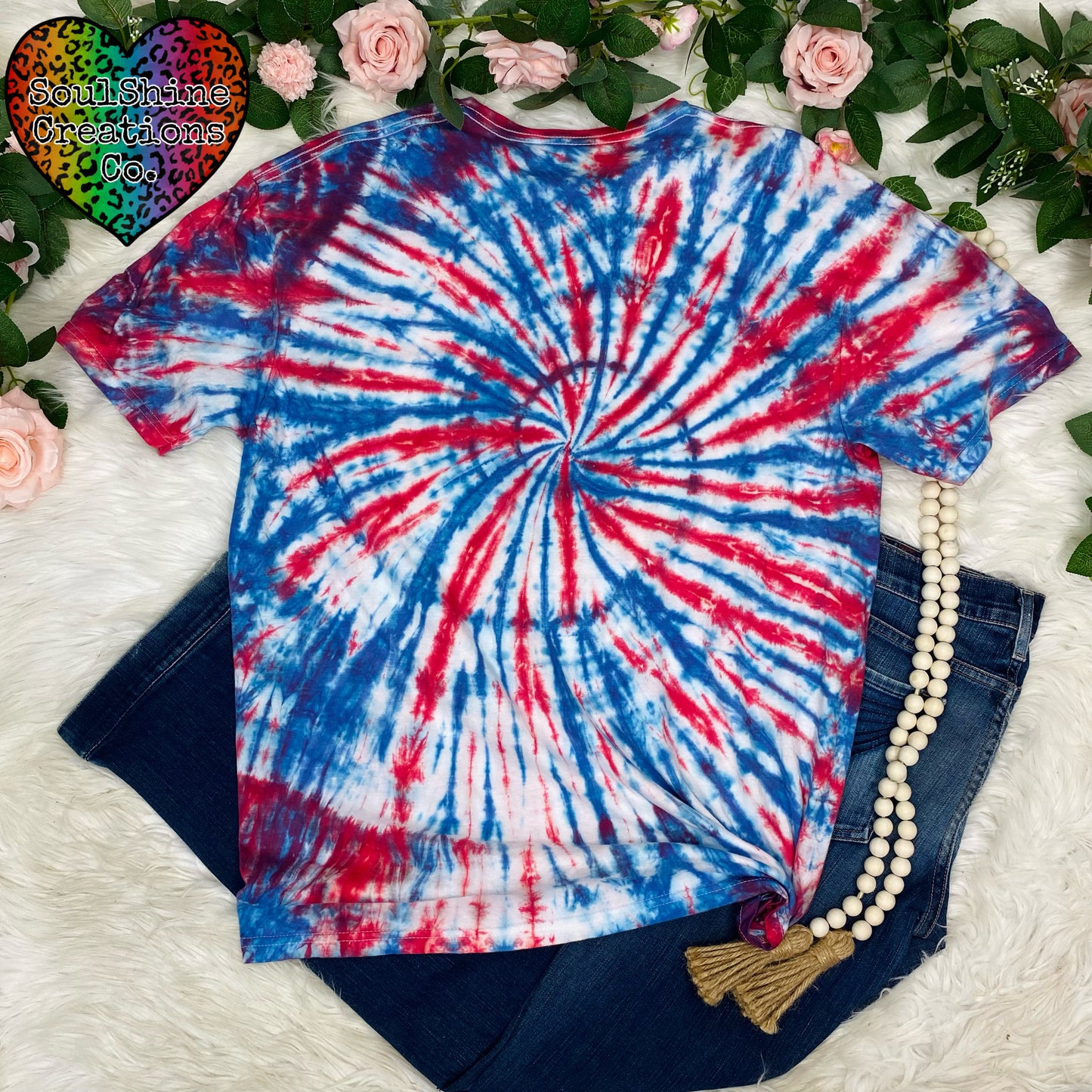 Firecracker Red White Blue Spiral Tie Dye Shirt