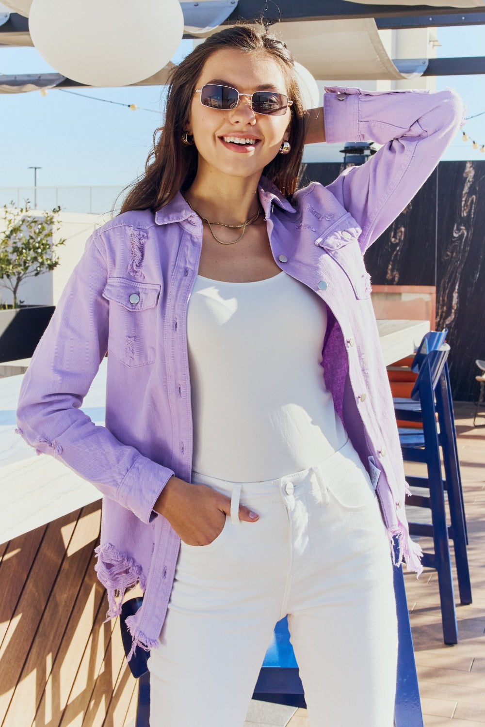 Denim Jacket - Light purple - Ladies