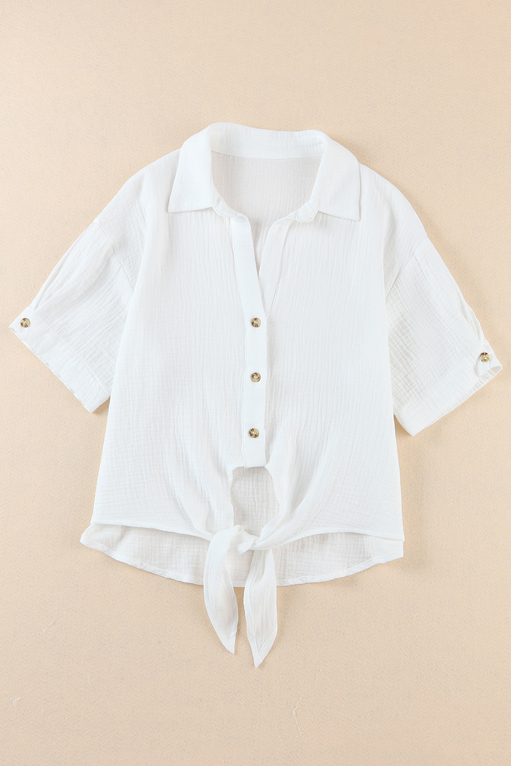 Tie Hem Half Sleeve Blouse Shirt