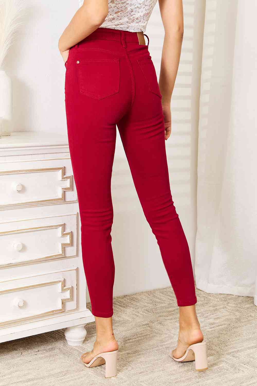 Judy Blue High Waist Tummy Control Red Skinny Jeans