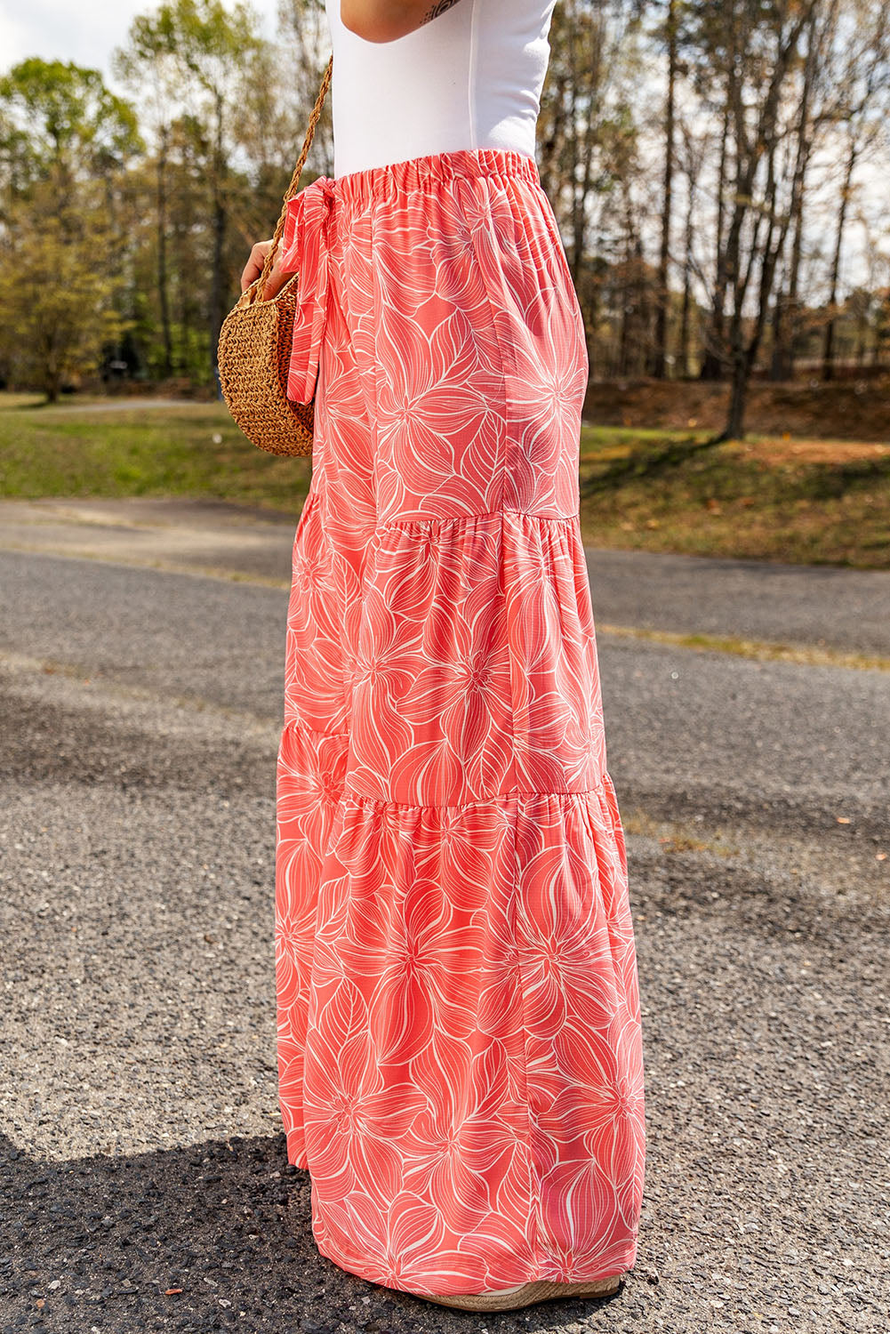 Boho Floral Tiered Wide Leg Pants