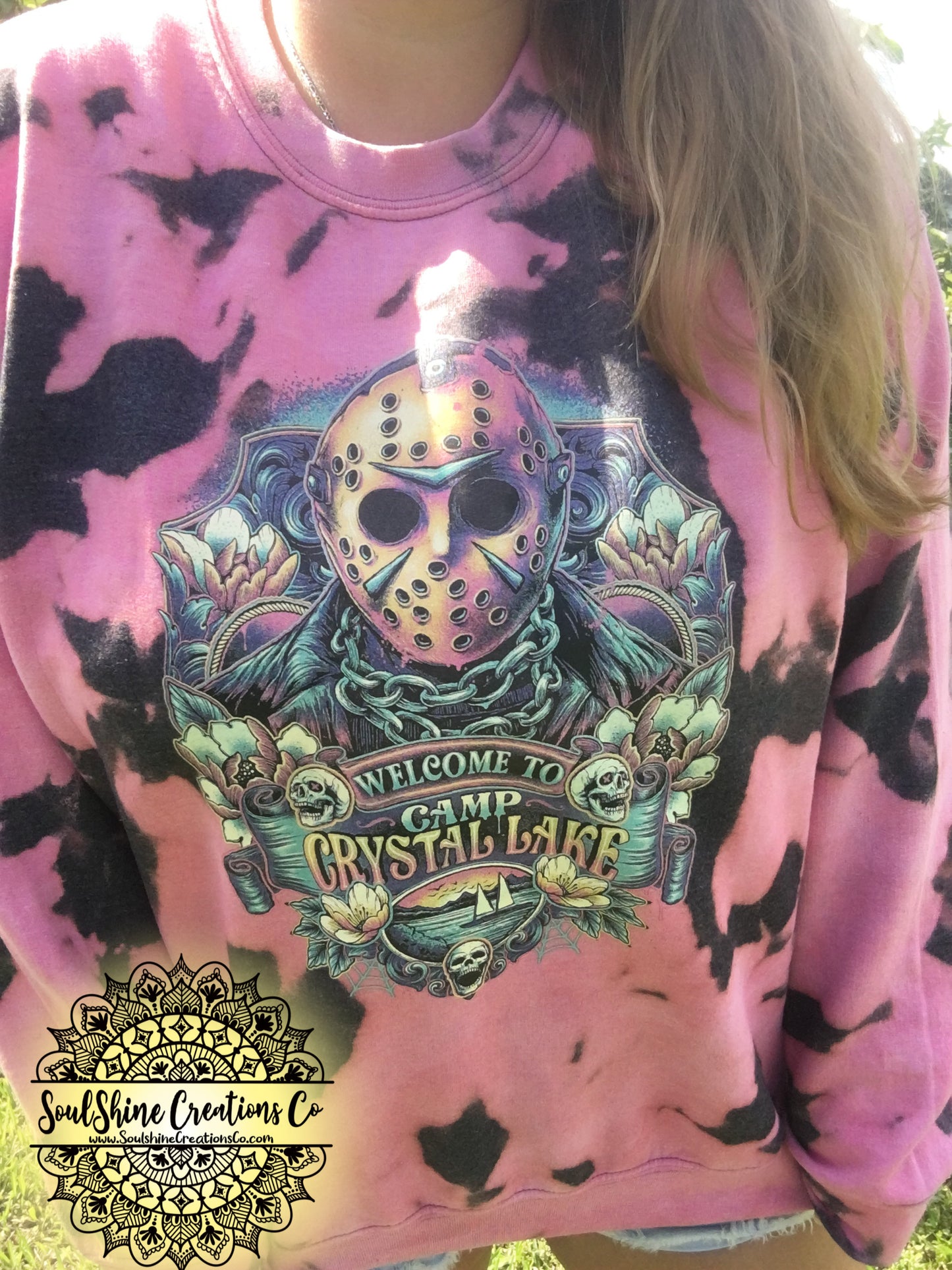 Camp Crystal Lake Reverse Tie Dye Sweater