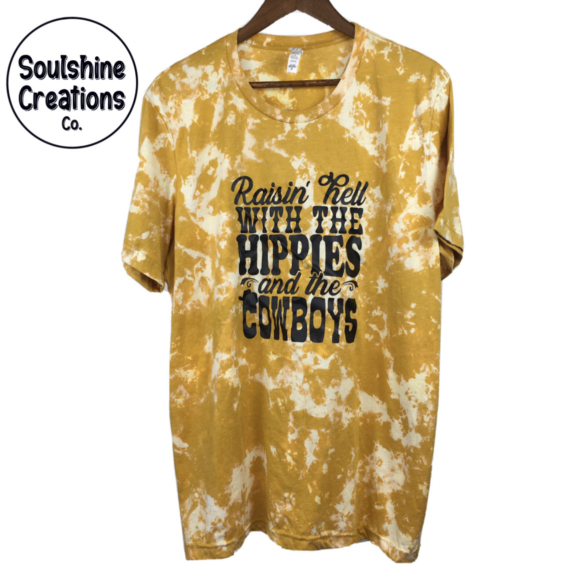Raising Hell with the Hippies and Cowboys Acid Wash Bleached Shirt