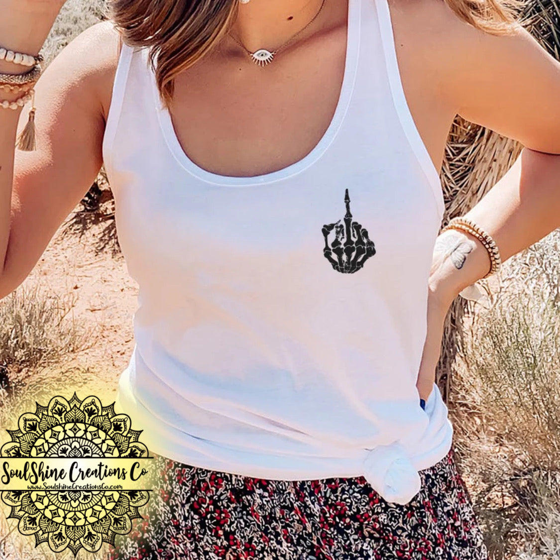 Skeleton Middle Finger Tank Top