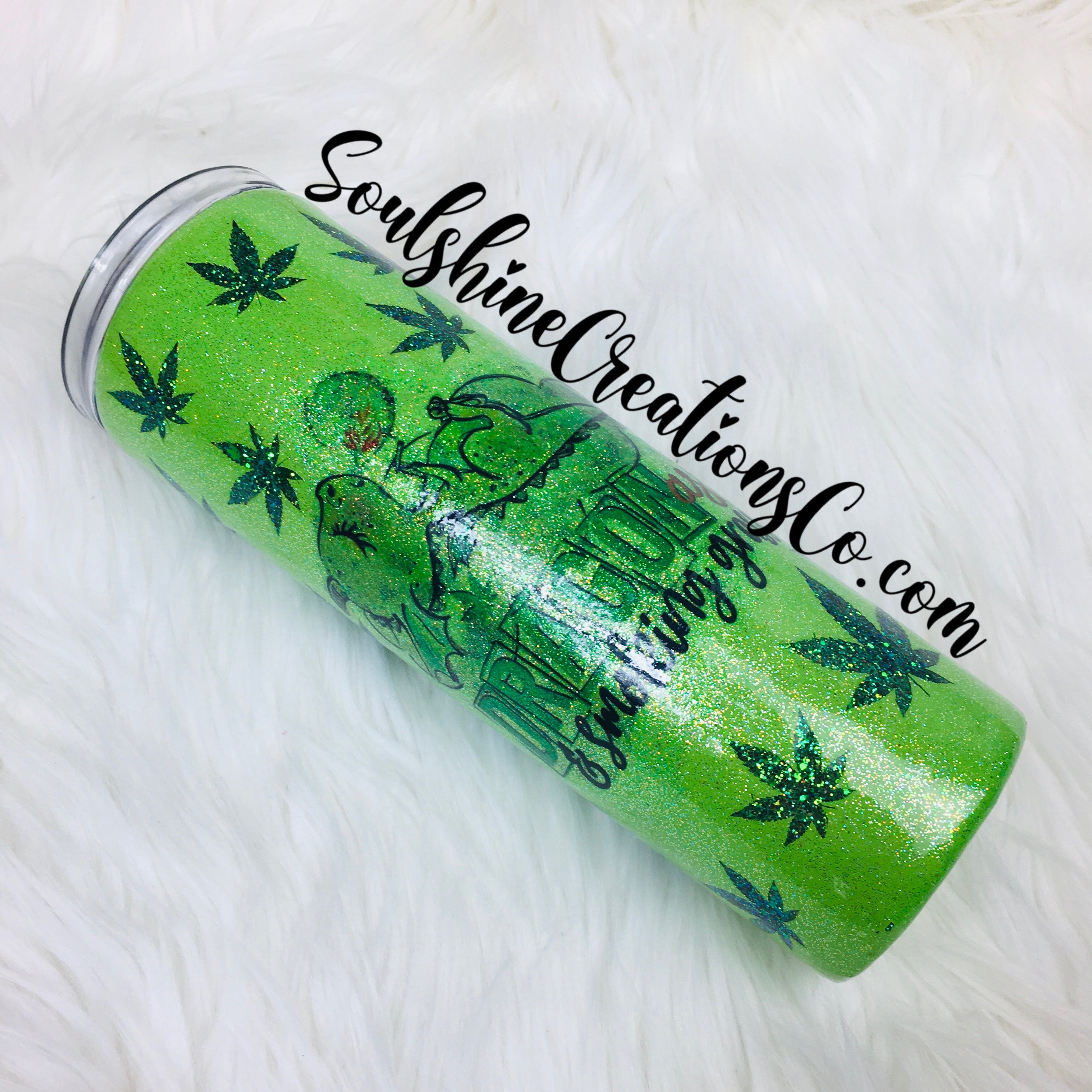 Green Peekaboo Alcohol Ink Tumbler, Custom Glitter Tumbler