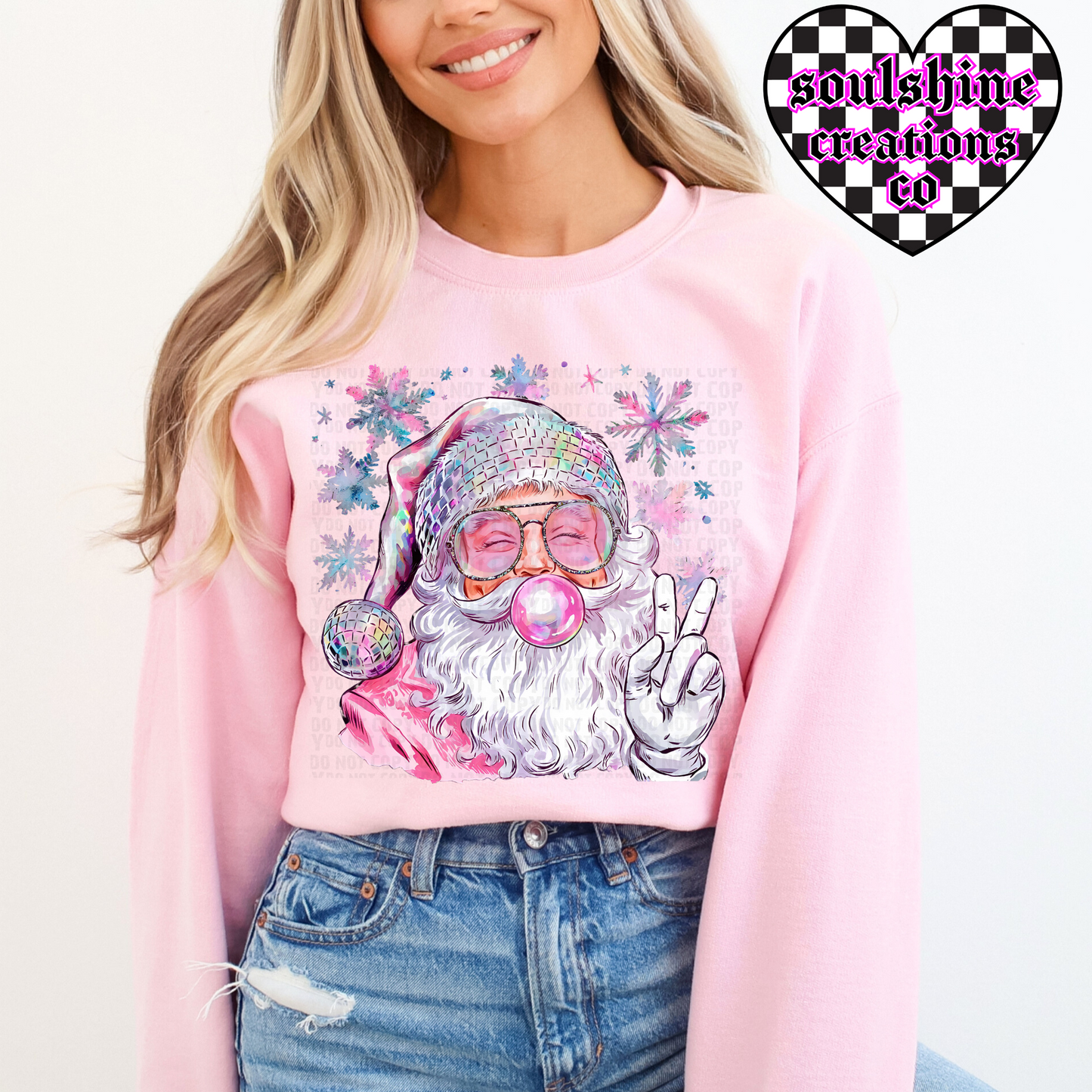 retro iridescent disco santa christmas tee or sweater