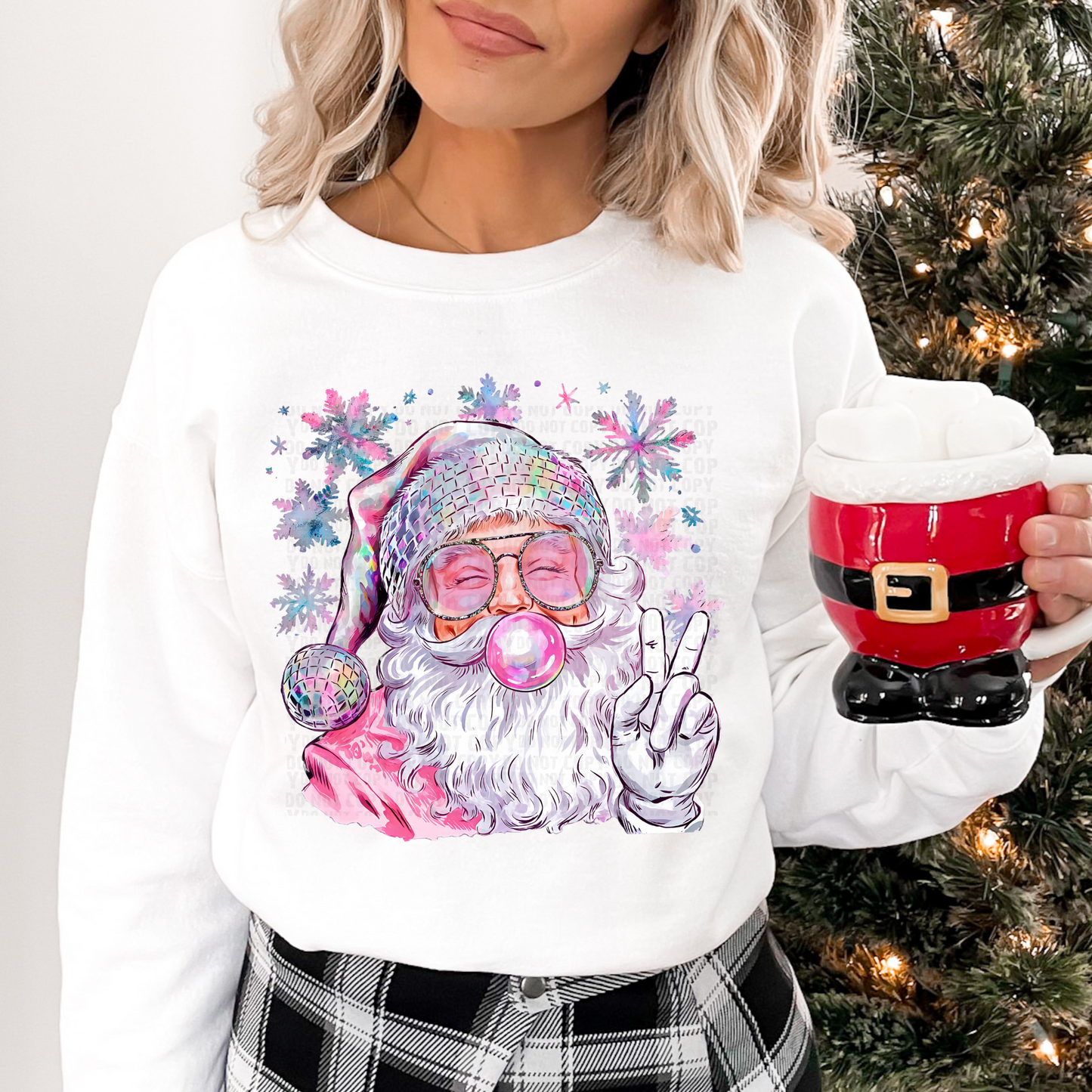 retro iridescent disco santa christmas tee or sweater