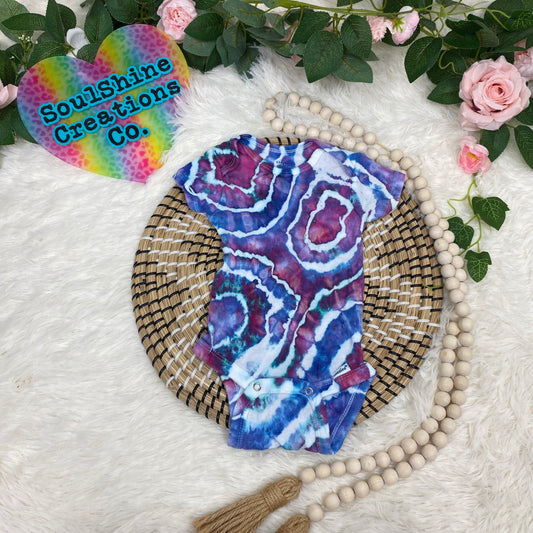 Hand Dyed Tie Dye Baby Onesie Purple Moss Agate Geode Ice Dye