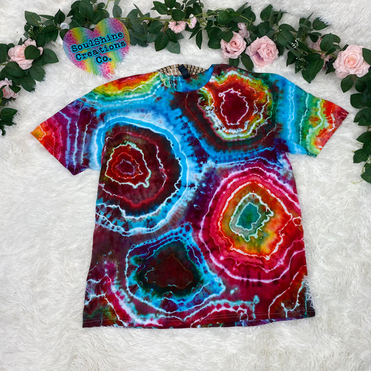 Rainbow Geode Ice Tie Dye Shirt RTS- Size XL