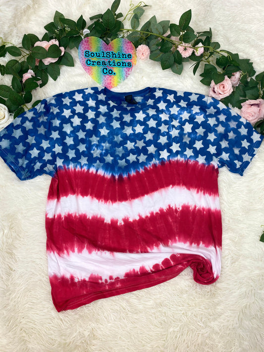 Star Spangled Banner Red White Blue Tie Dye Shirt