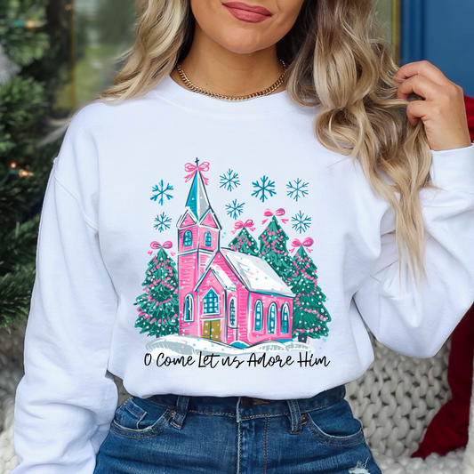 Oh come let us adore him christmas tee or sweater