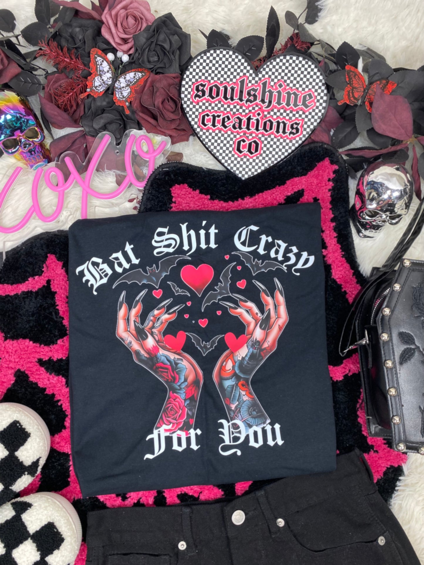 bat shit crazy for you valentines tee or sweater