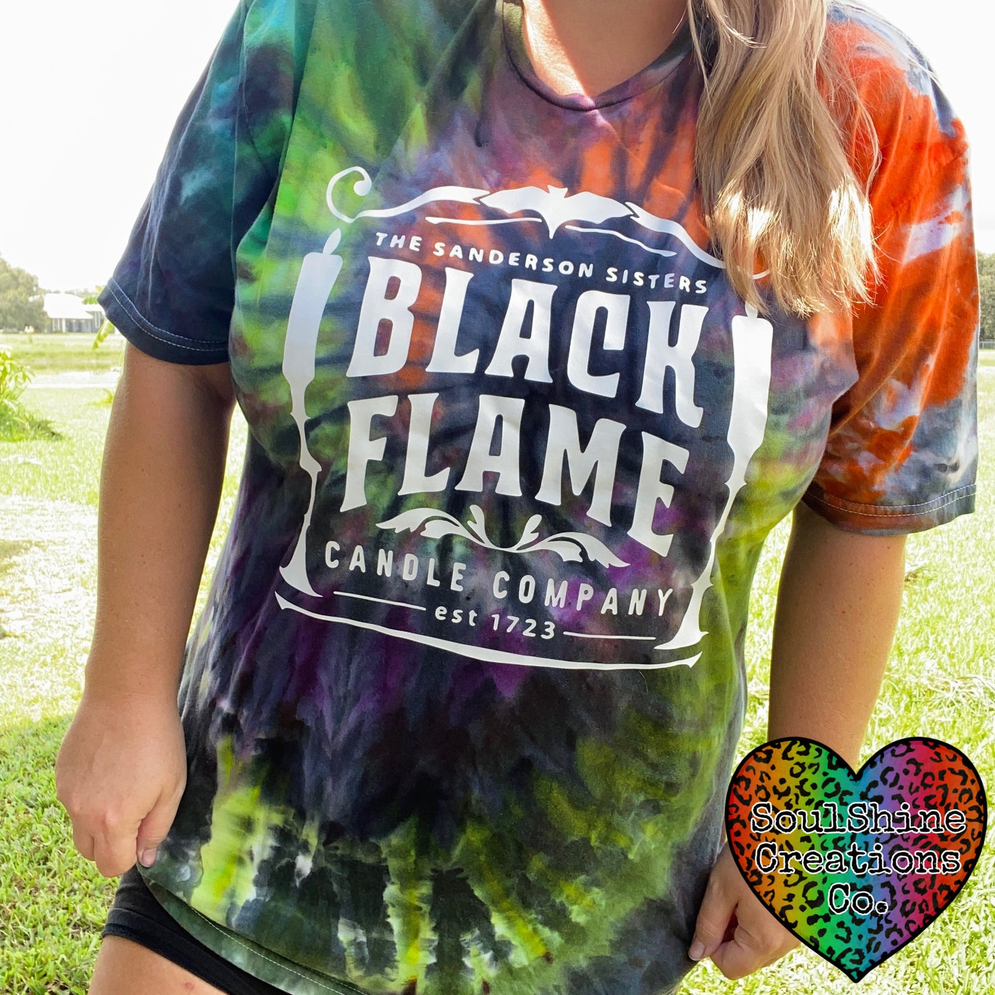 Black Flame Candle Tie Dye Shirt