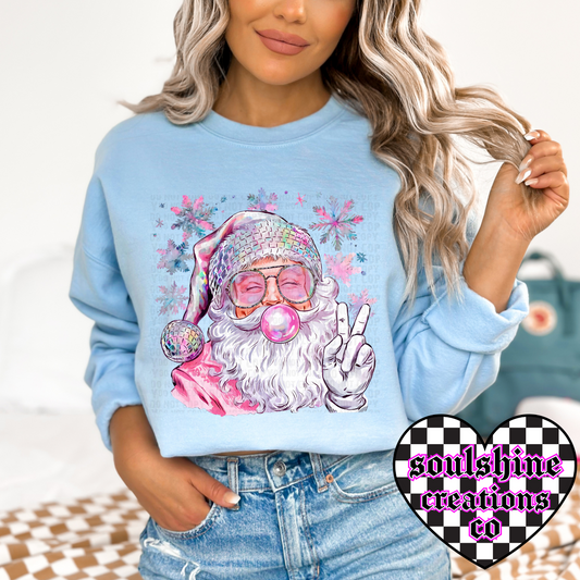 retro iridescent disco santa christmas tee or sweater