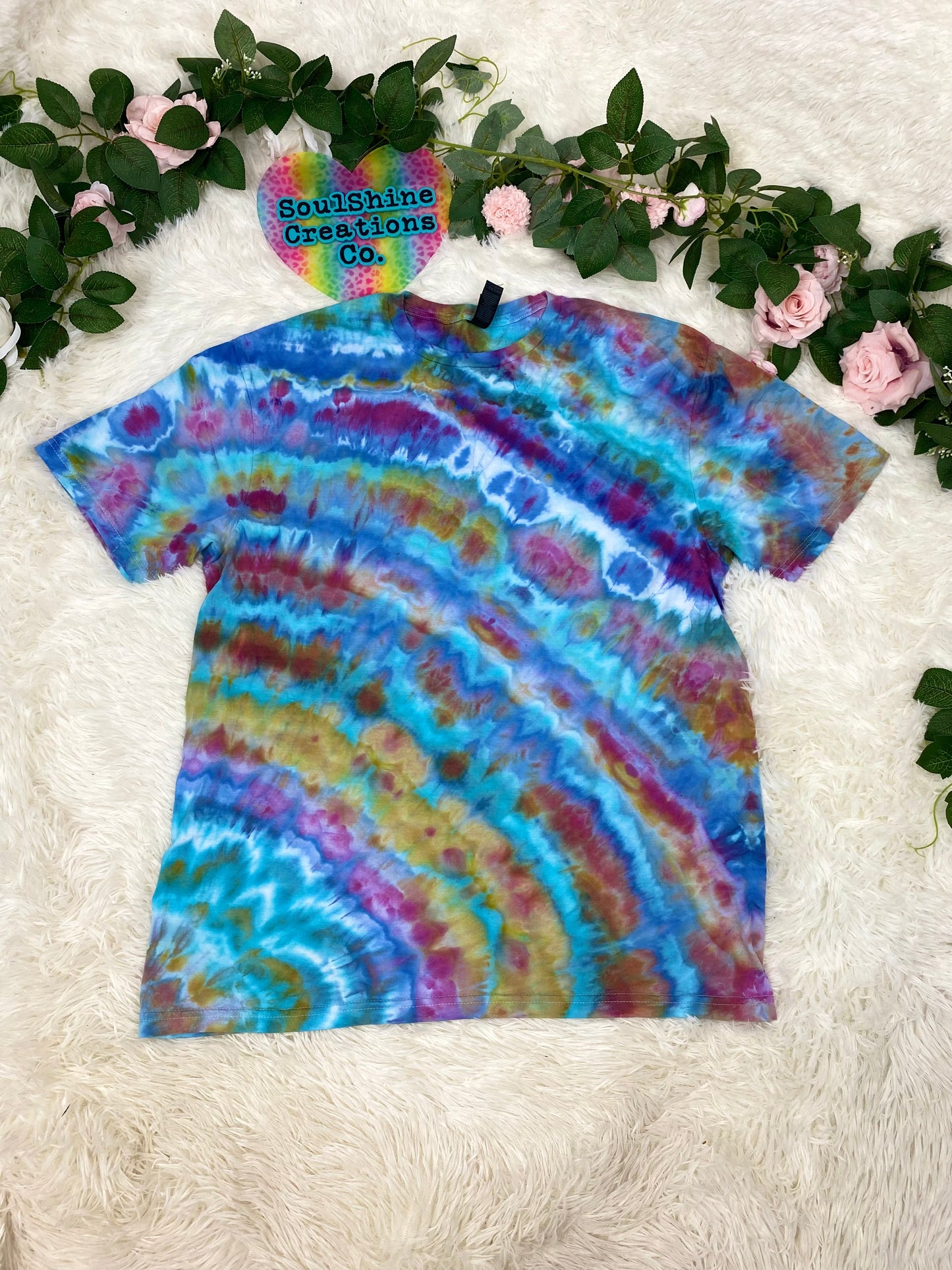 Cosmic Summer Geode Ripple Ice Tie Dye Shirt RTS- Size Large