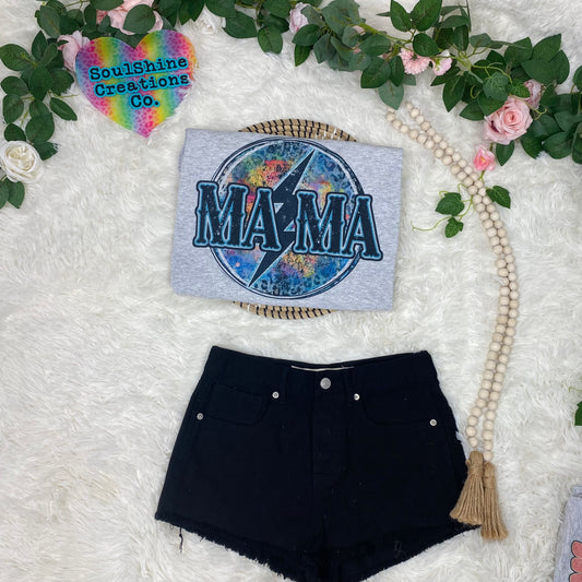 Mama Rainbow Leopard Bolt Tee Shirt