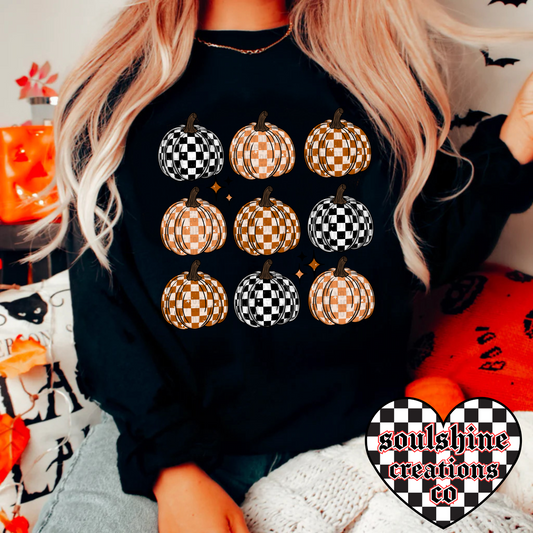 Checkered Pumpkins Tee or Sweater