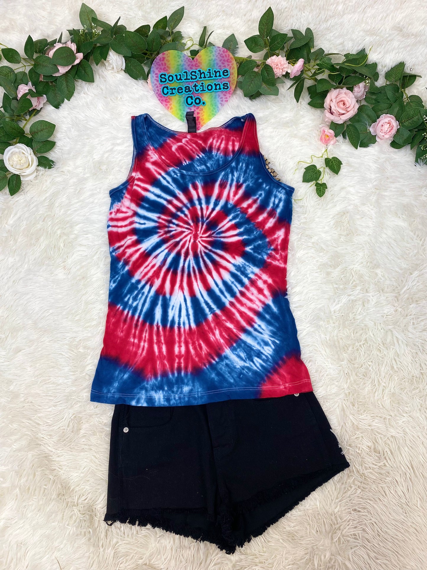 Independence Red White Blue Spiral Tie Dye Shirt