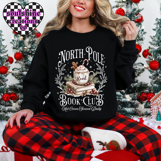 North Pole book club bookish christmas tee or sweater