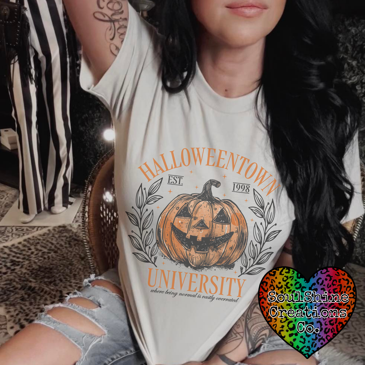 Halloween Town University Vintage Graphic Tee Shirt