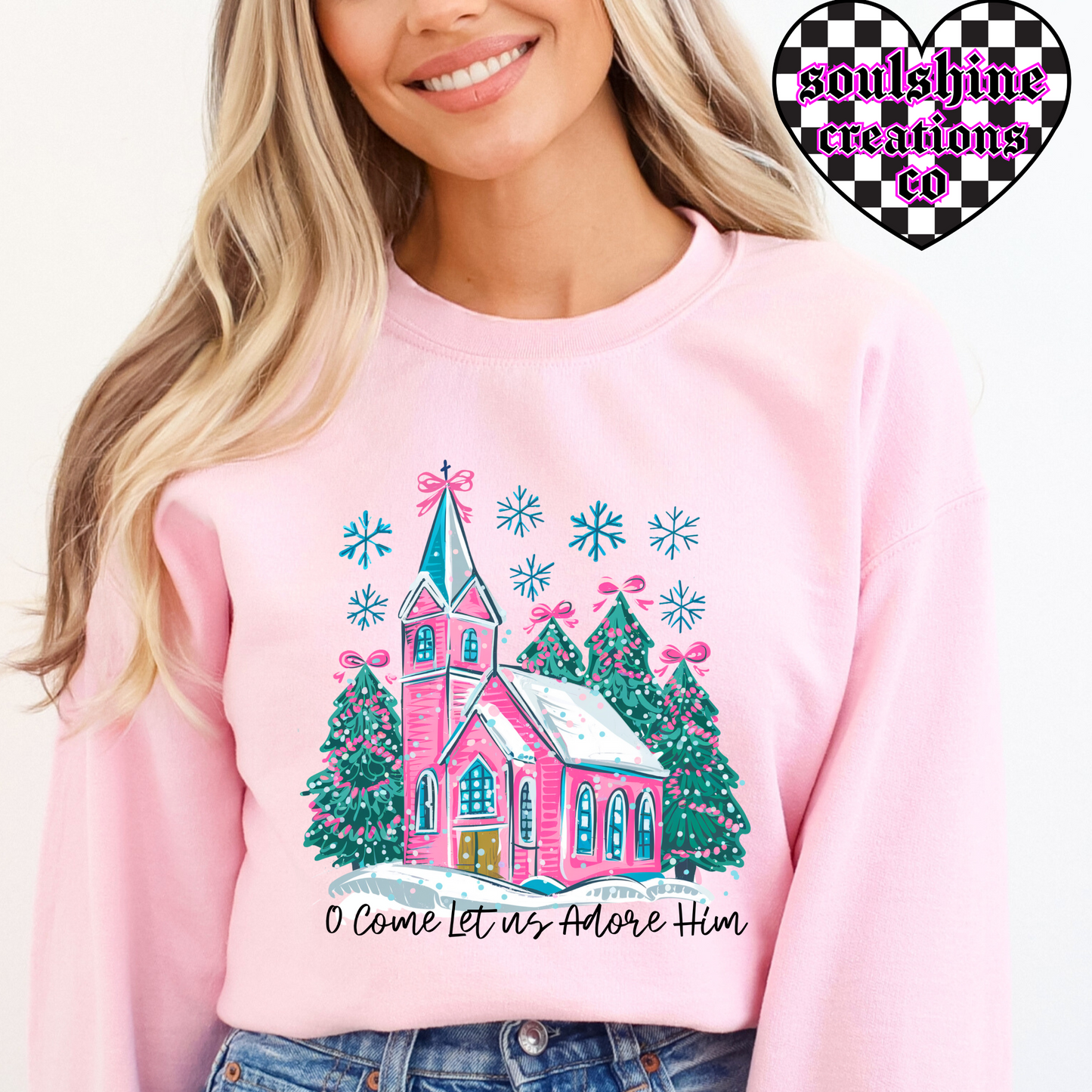 Oh come let us adore him christmas tee or sweater