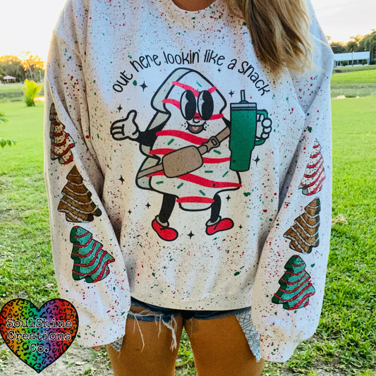 Out here lookin’ like a Snack Splatter Christmas Sweater