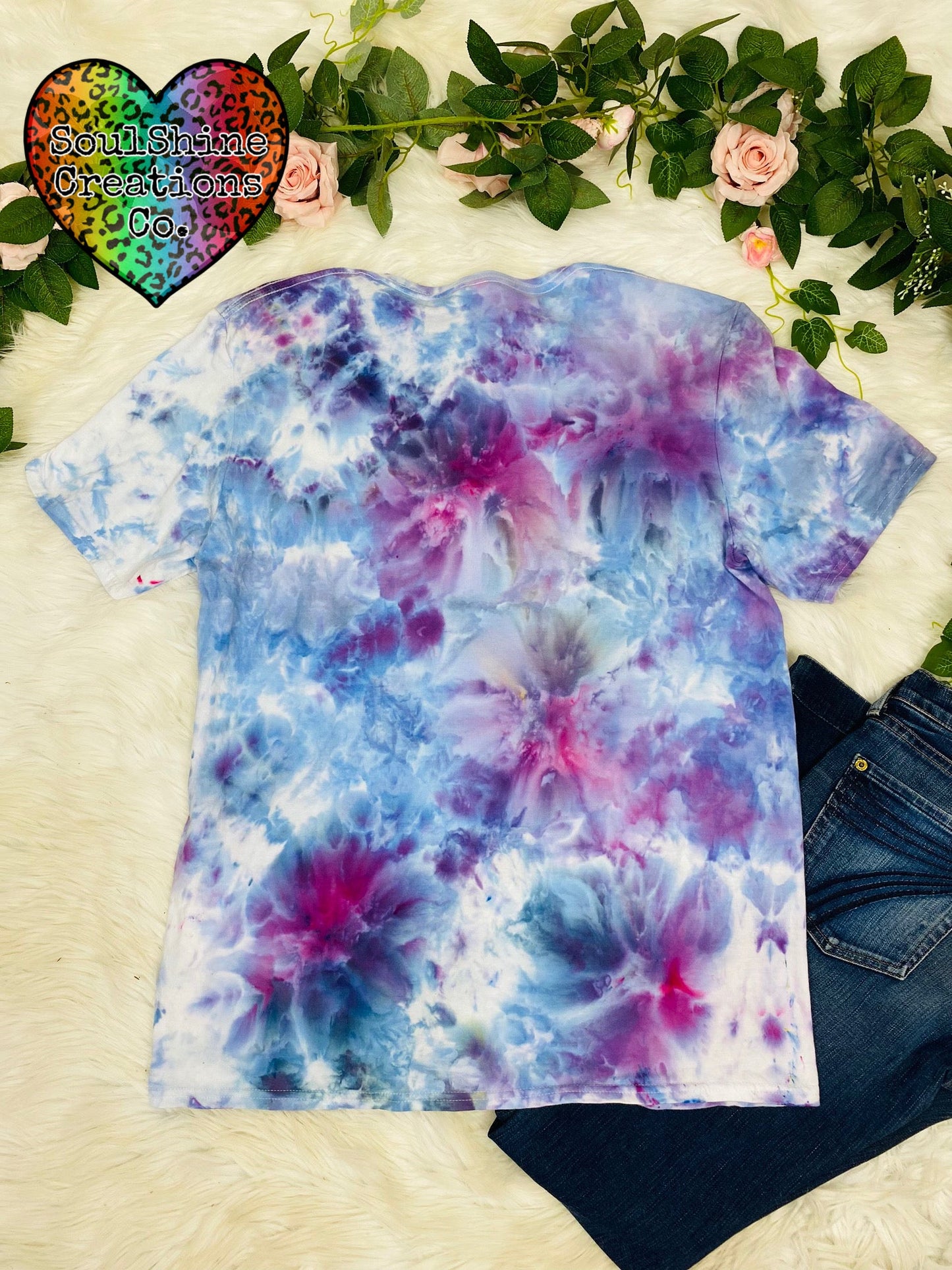 Cherry Blossoms Ice Dye Shirt size Large