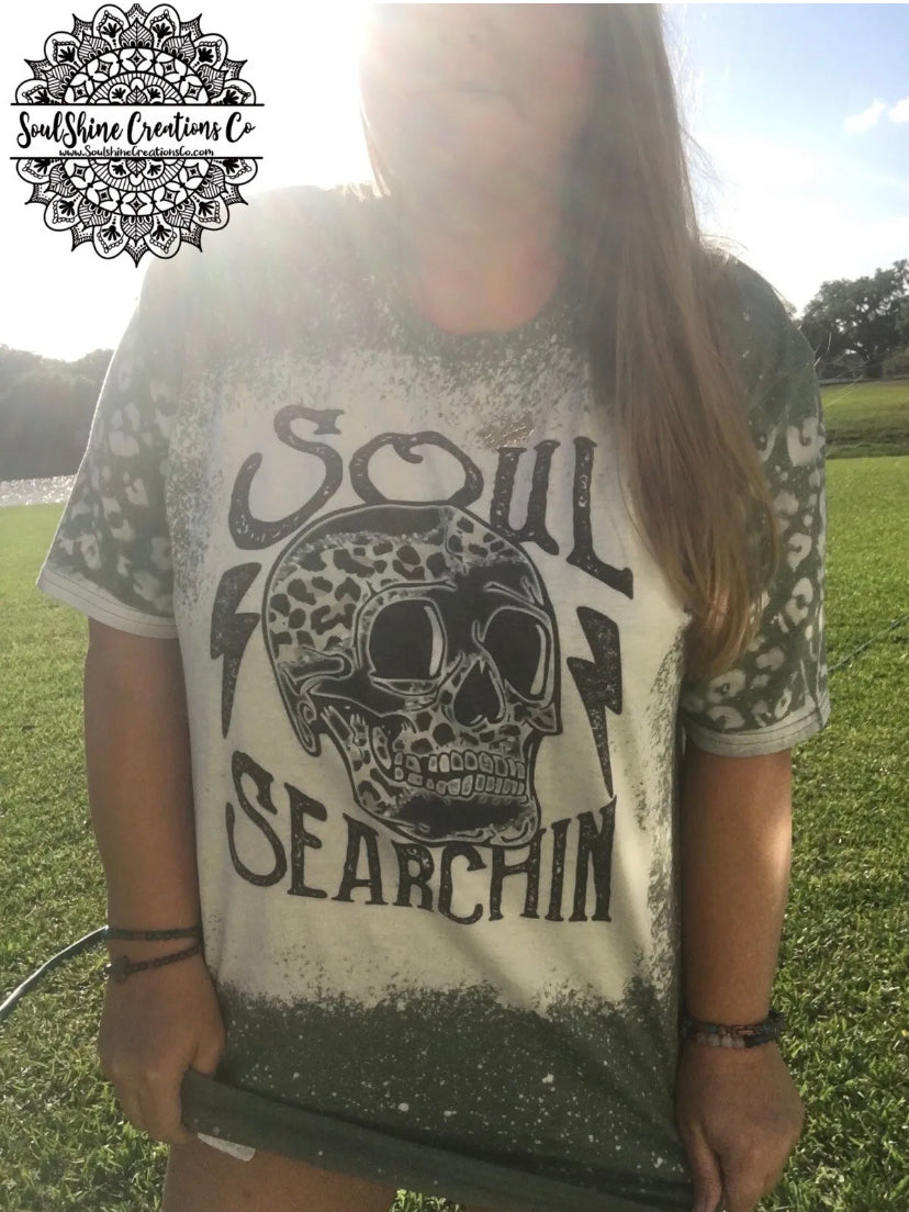 Soul Searchin Leopard Print Bleached Shirt