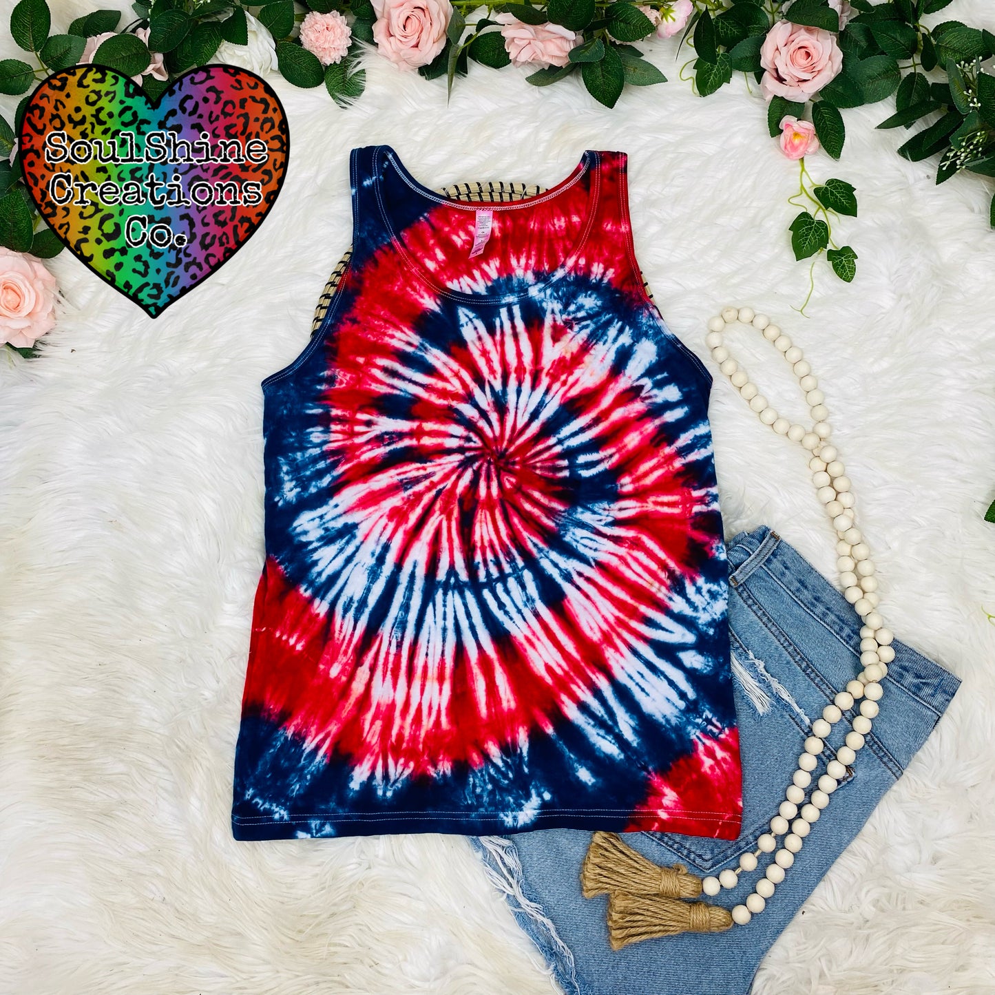 Independence Red White Blue Spiral Tie Dye Shirt