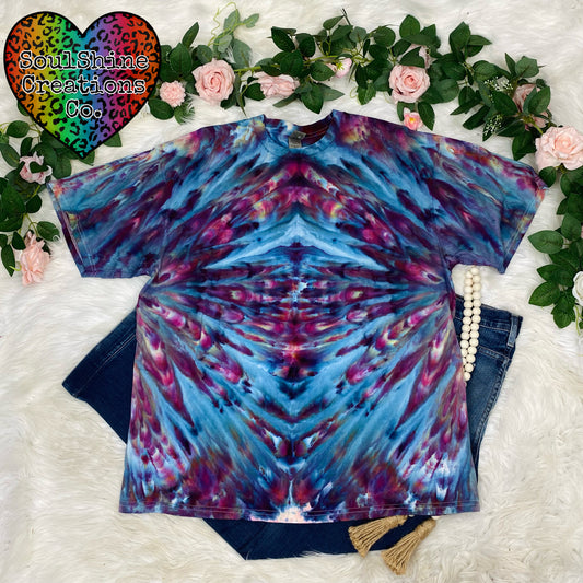 Kaleidoscope Double Side Burst Incline Ice Dye Shirt Size XL
