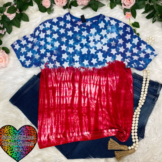 Stars and Stripes Red White Blue Tie Dye Shirt